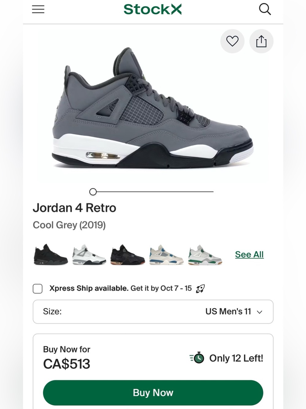 Air Jordan 4 Retro 'Cool Grey'
